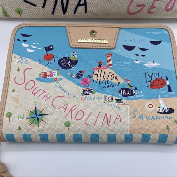 Spartina 449 Sea Islands Embroidered Large Fringe Tote Bag and Wallet Set RARE - Picture 9 of 15